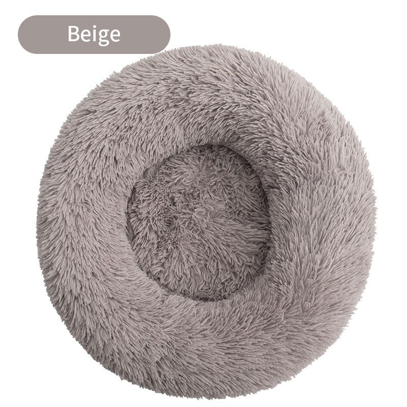 Round Plush Pet Bed – Cozy Winter Warm Mattress for Cats & Dogs