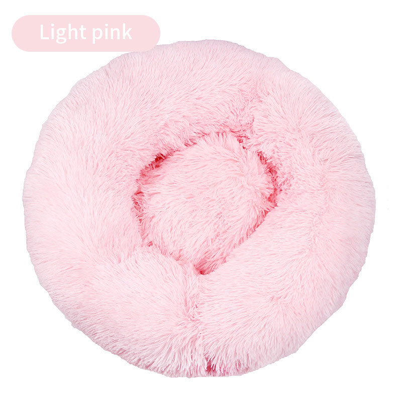 Round Plush Pet Bed – Cozy Winter Warm Mattress for Cats & Dogs