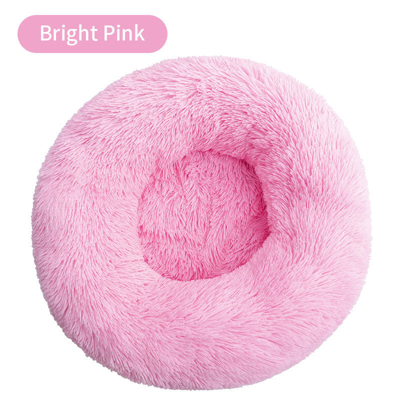 Round Plush Pet Bed – Cozy Winter Warm Mattress for Cats & Dogs