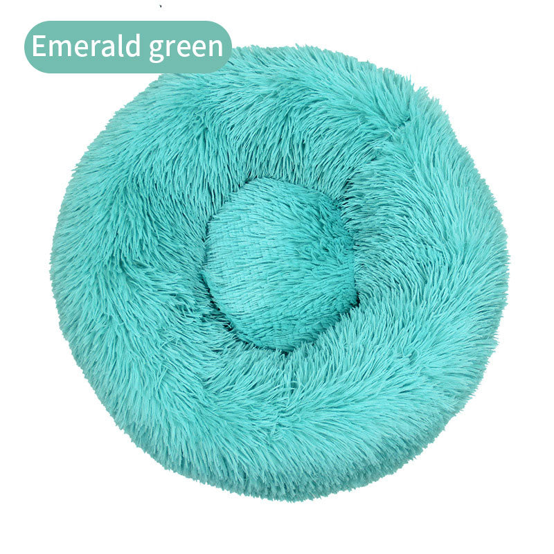 Round Plush Pet Bed – Cozy Winter Warm Mattress for Cats & Dogs