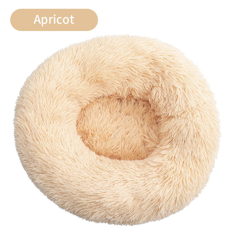 Round Plush Pet Bed – Cozy Winter Warm Mattress for Cats & Dogs