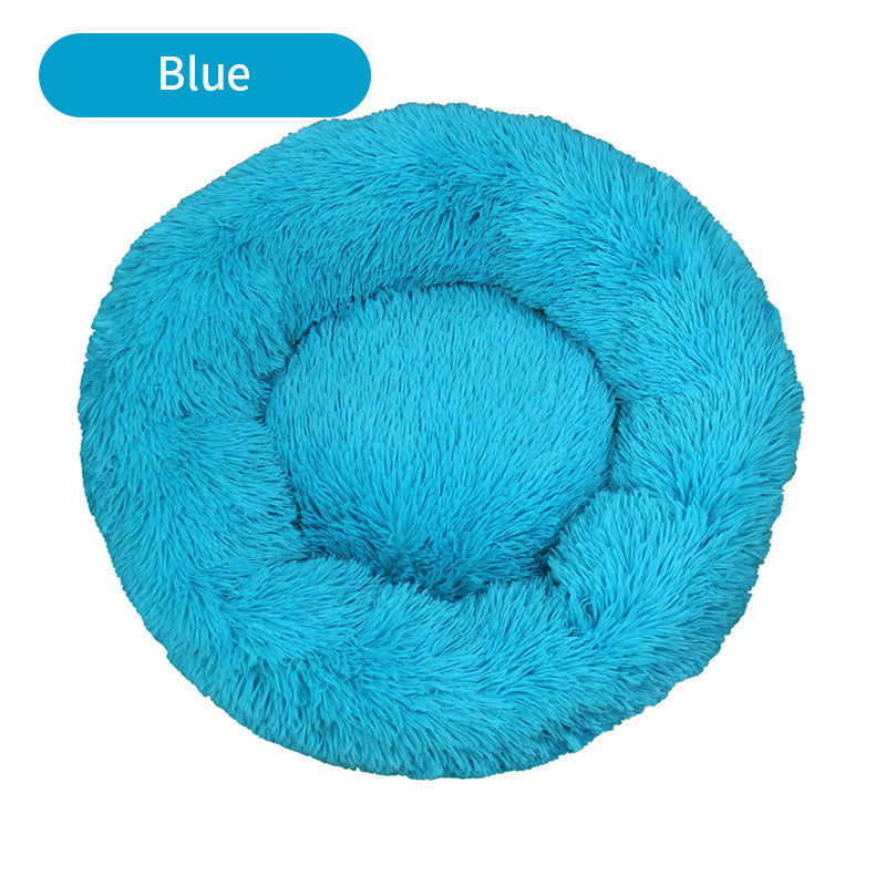 Round Plush Pet Bed – Cozy Winter Warm Mattress for Cats & Dogs