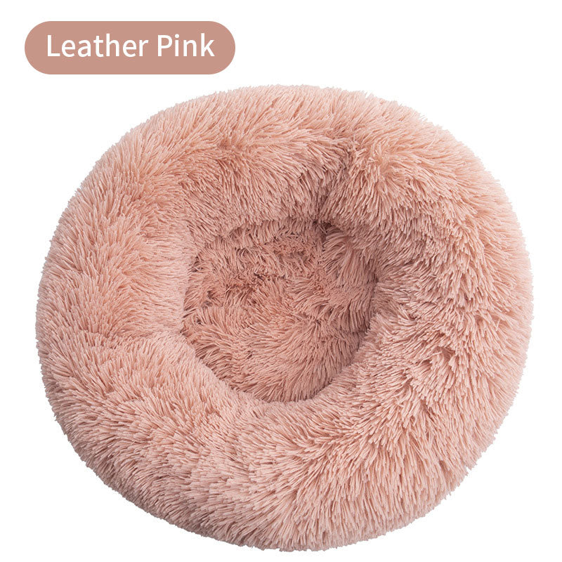 Round Plush Pet Bed – Cozy Winter Warm Mattress for Cats & Dogs