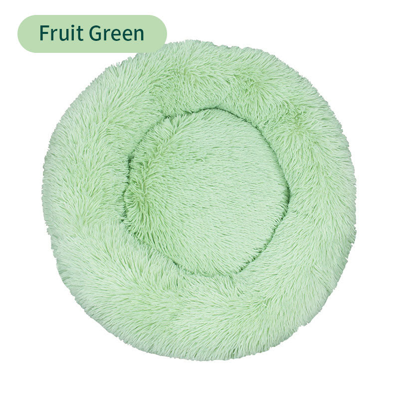 Round Plush Pet Bed – Cozy Winter Warm Mattress for Cats & Dogs