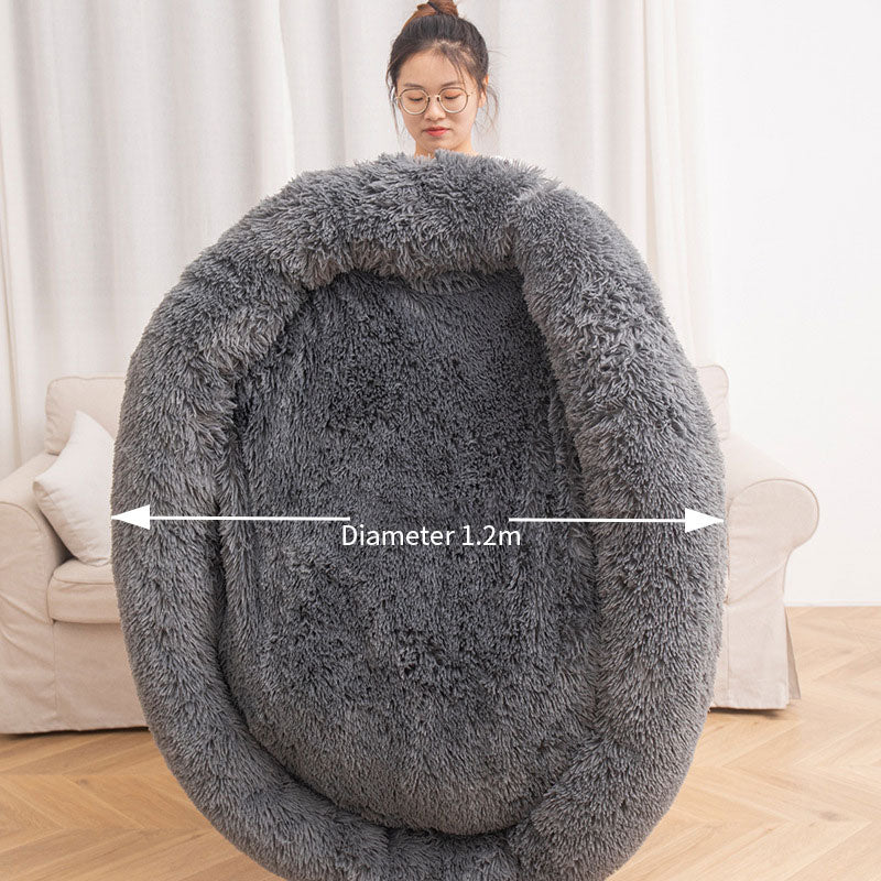 Round Plush Pet Bed – Cozy Winter Warm Mattress for Cats & Dogs